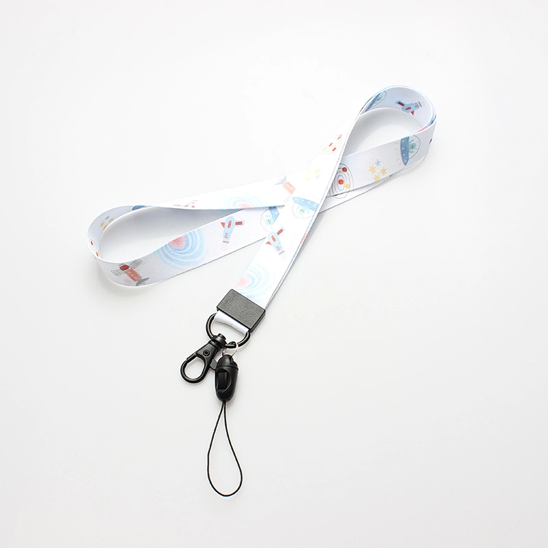 Colorful Heat Transfer Printed Lanyard With Phone String and Metal Hook