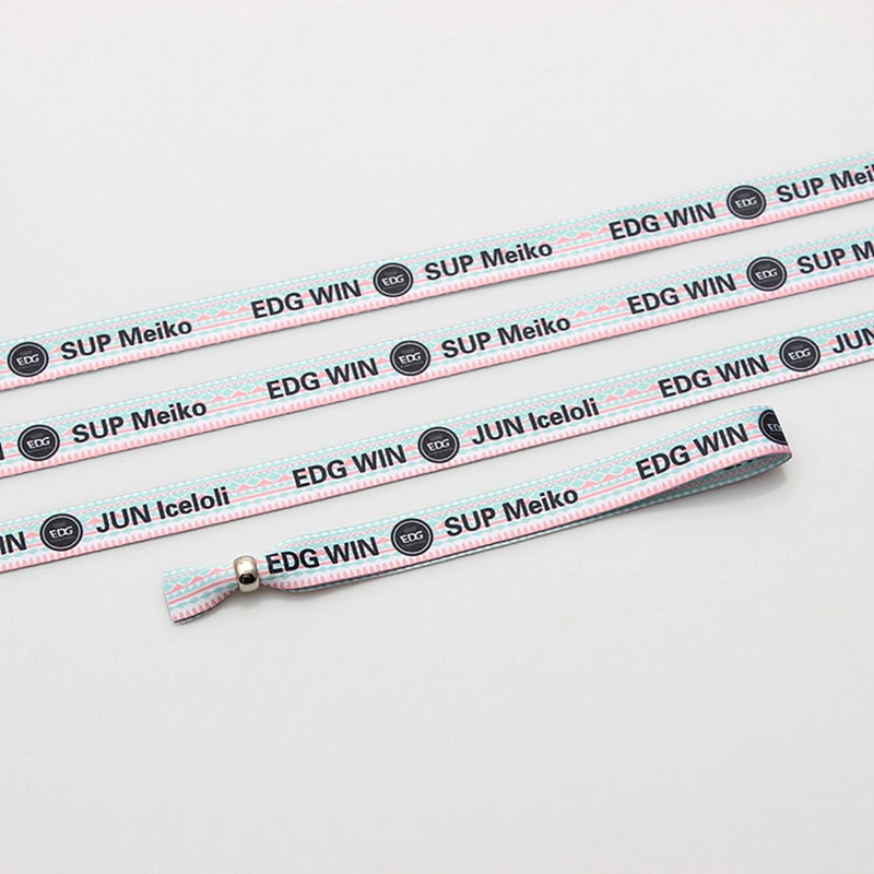 One-time colorful logo print adjustable event polyester custom cheap fabric wristband
