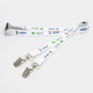 Customized logo sublimation rush lanyard with double bulldog clip