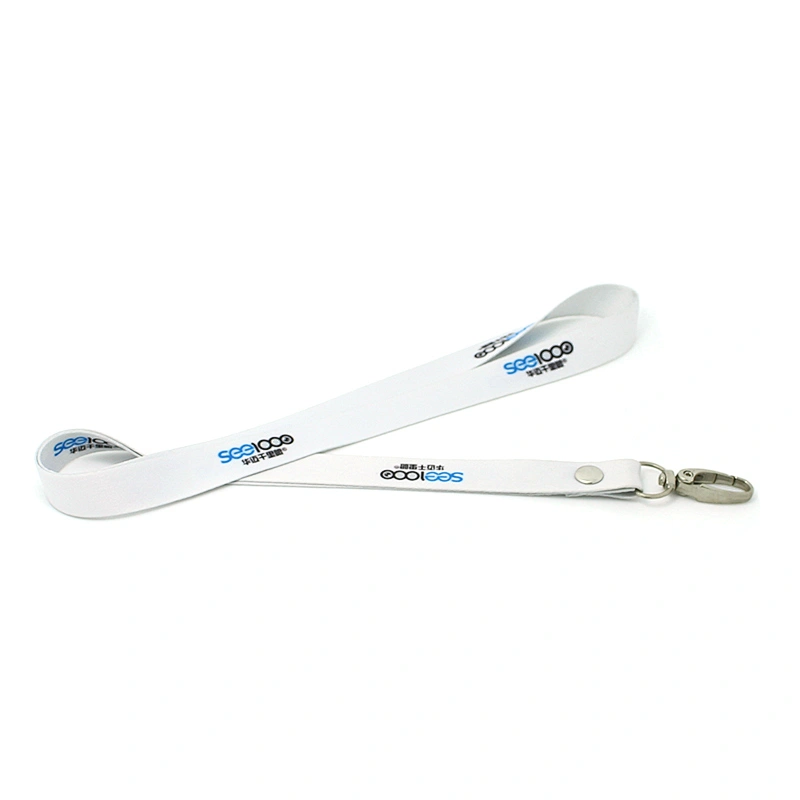 Gray thin cheap custom printed polyester neck lanyard for business card