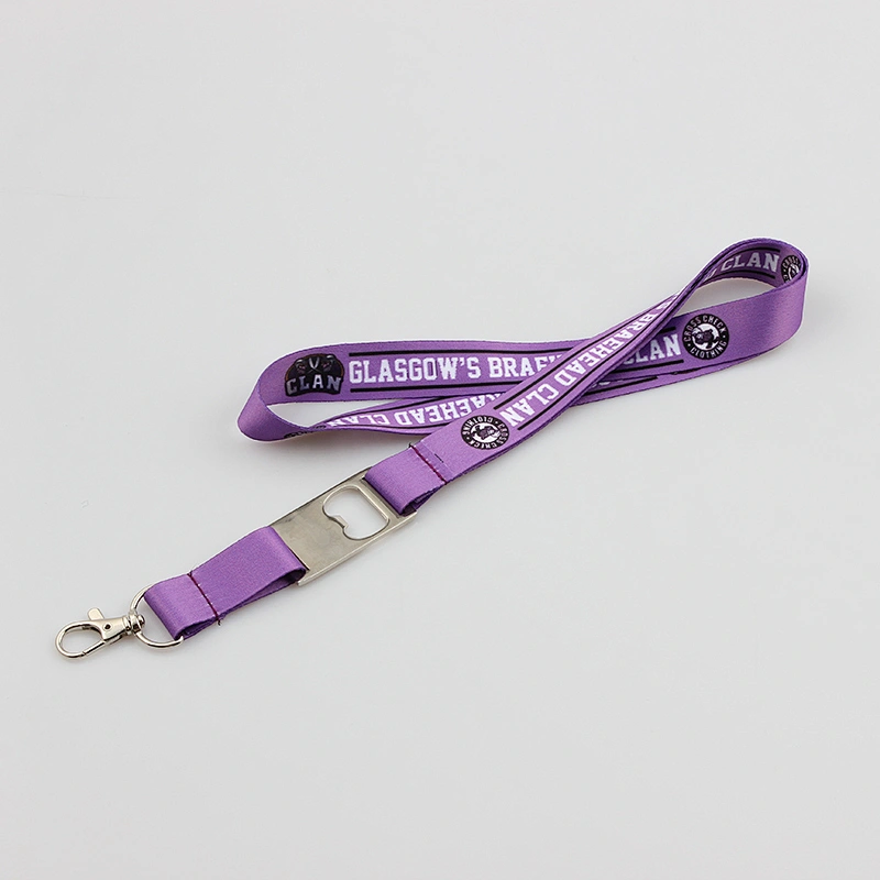 High quality polyester beer bottle opener lanyard with metal hook