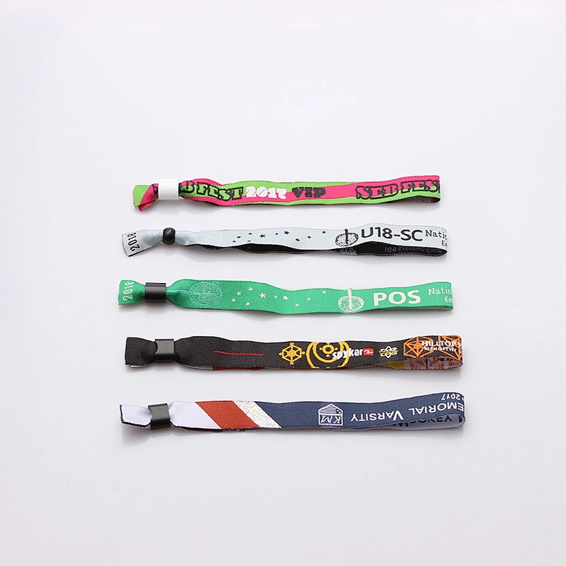 Cheap custom woven cloth wristbands for event colorful logo fabric gift No Minimum Order