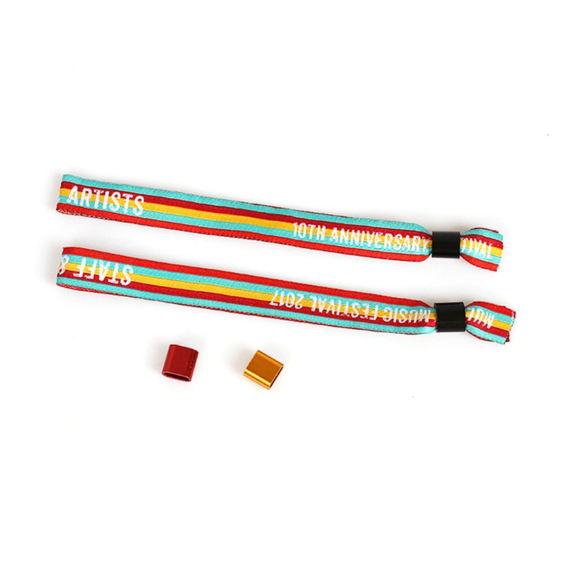 Cheap festival stain plastic clip woven disposable wristbands