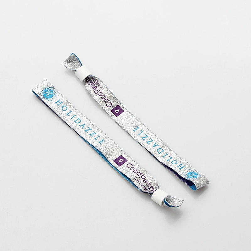 Colorful customized woven wristband for event with plastic clasp