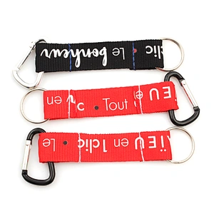 Custom carabiner short climbing lanyard with strap keying