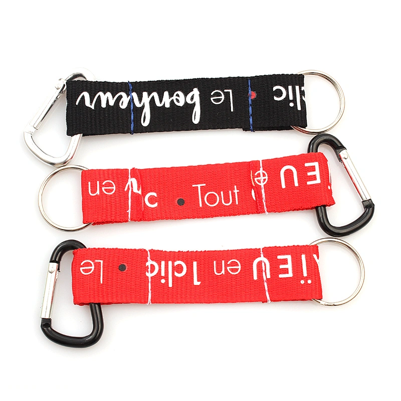 Custom carabiner short climbing lanyard with strap keying