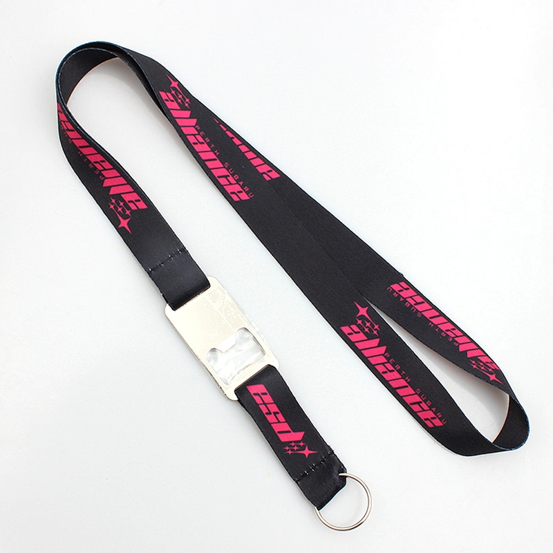 High quality polyester beer bottle opener lanyard with metal hook