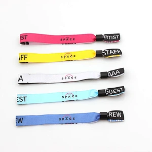 Popular festival items custom woven plastic lock wristband