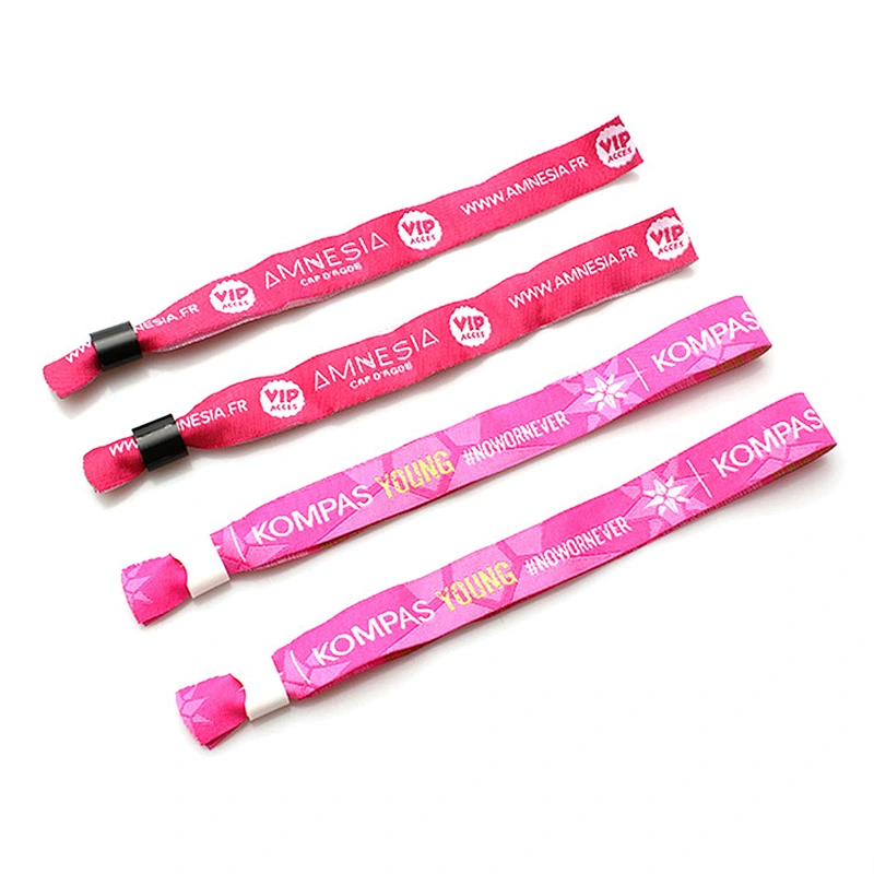 Customized logo color fabric woven wirtbands for festival