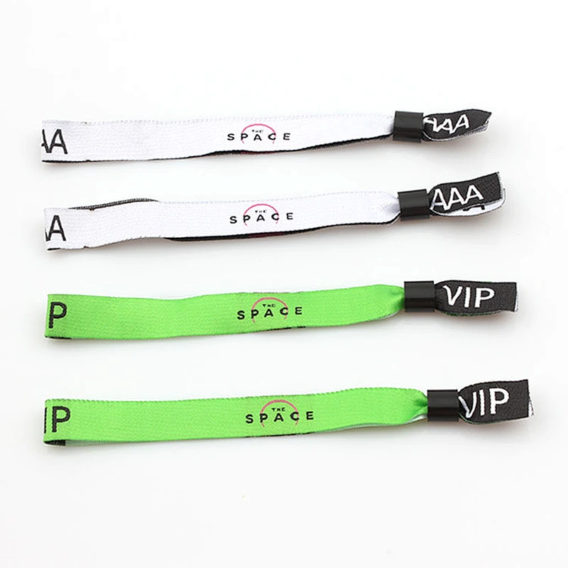 Popular festival items custom woven plastic lock wristband