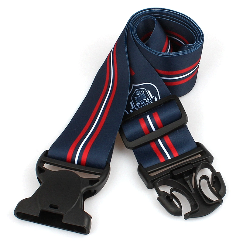 Custom adjustable travel luggage suitcase strap with plastic buckle