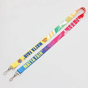 Polyester custom printed lanyard with double clips