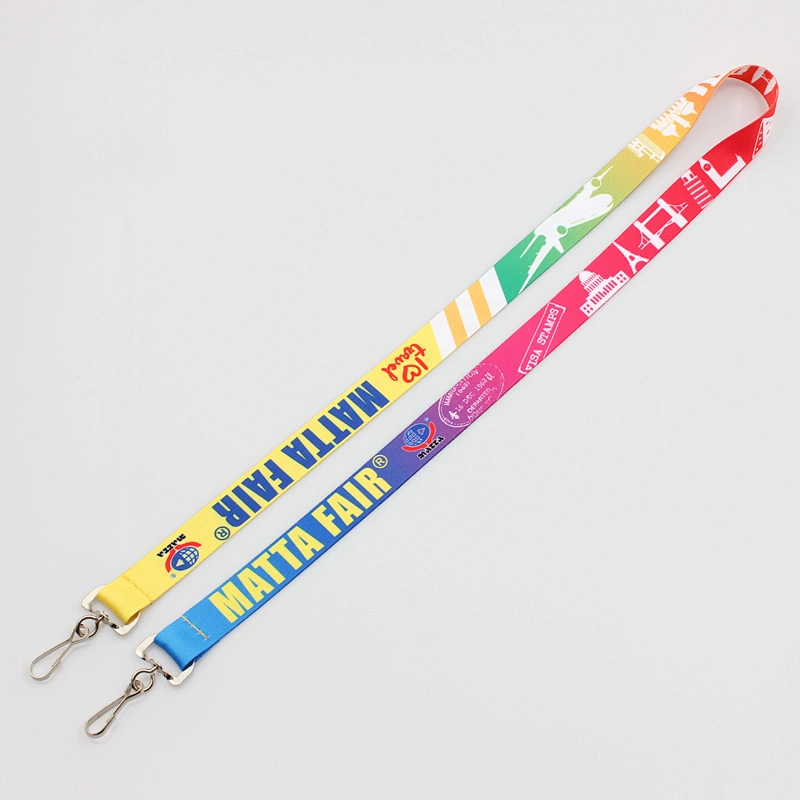 Polyester custom printed lanyard with double clips