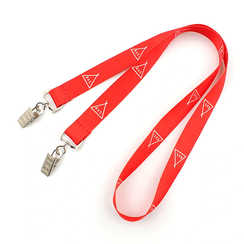 Wholesale double end bull dog clip card holder lanyard polyester design your own strap no minimum order
