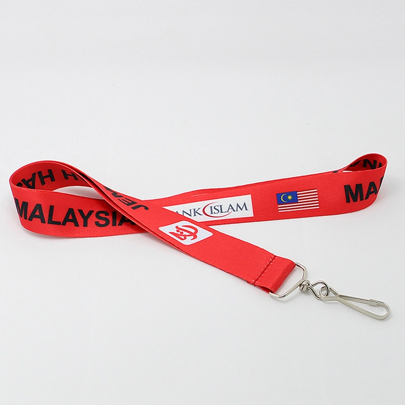 Hot sale cheap polyester custom flat lanyard with J-hook