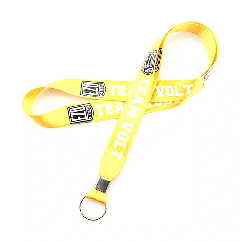 Manufacturer cheap nylon material yellow lanyard personalized badge holder