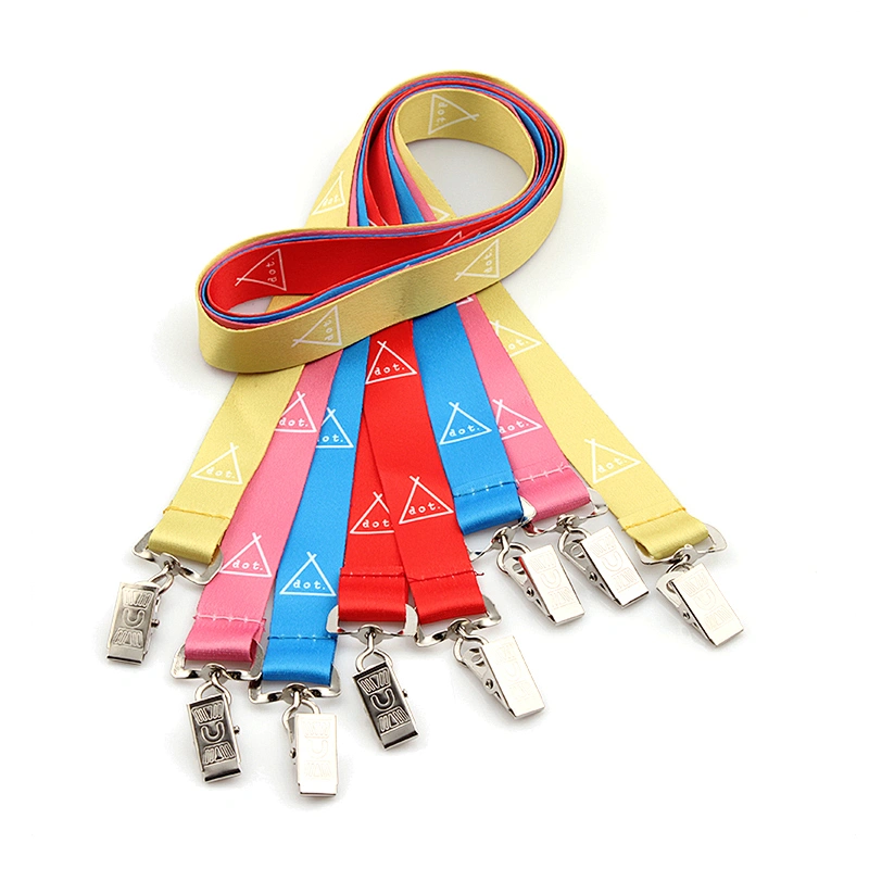 Custom high quality printed logo neck lanyard with double clip