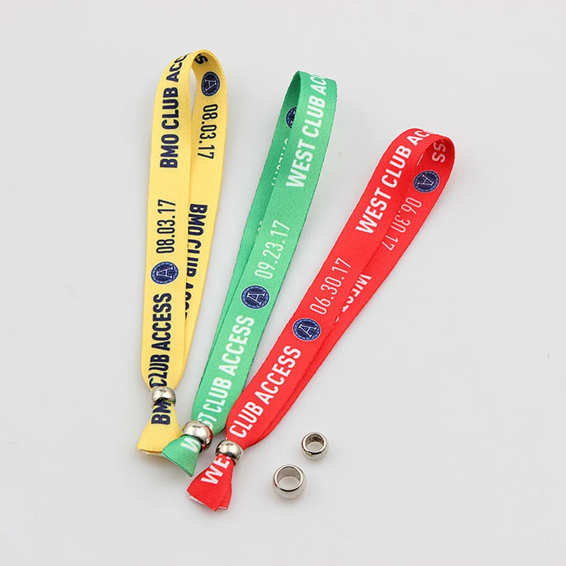 Promotional polyester admission wristbands with plastic hook for event
