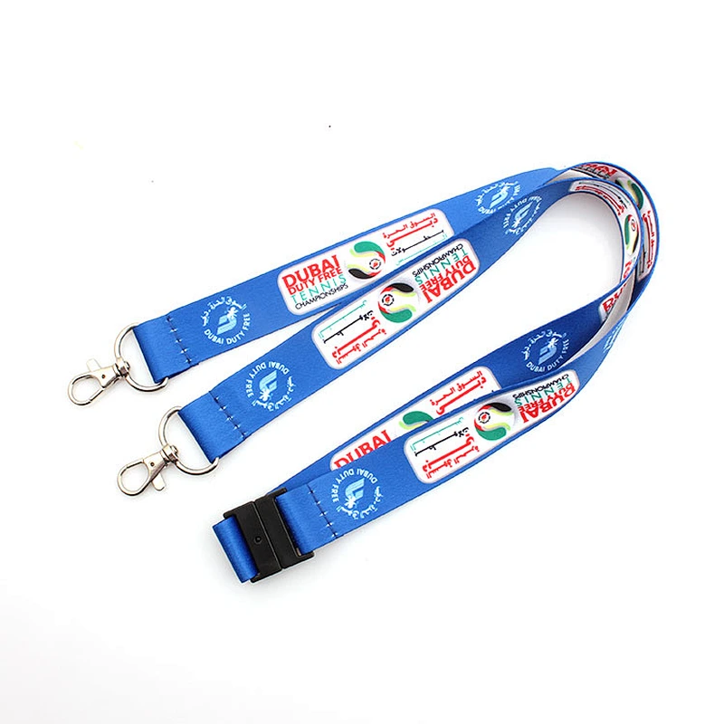 Personalized neck strap work id card holder necklace lanyard with double metal hooks