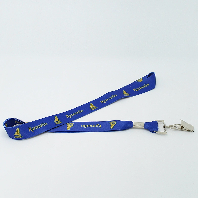 Cool design custom logo festival event staff wear polyester alligator clip stain lanyard