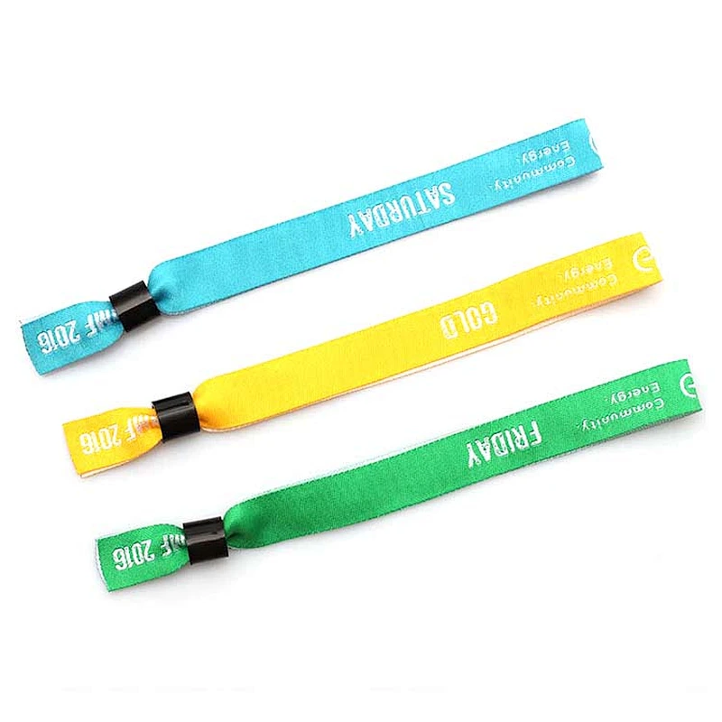 High quality woven wrist bands with one time slider custom fabric bar bracelet