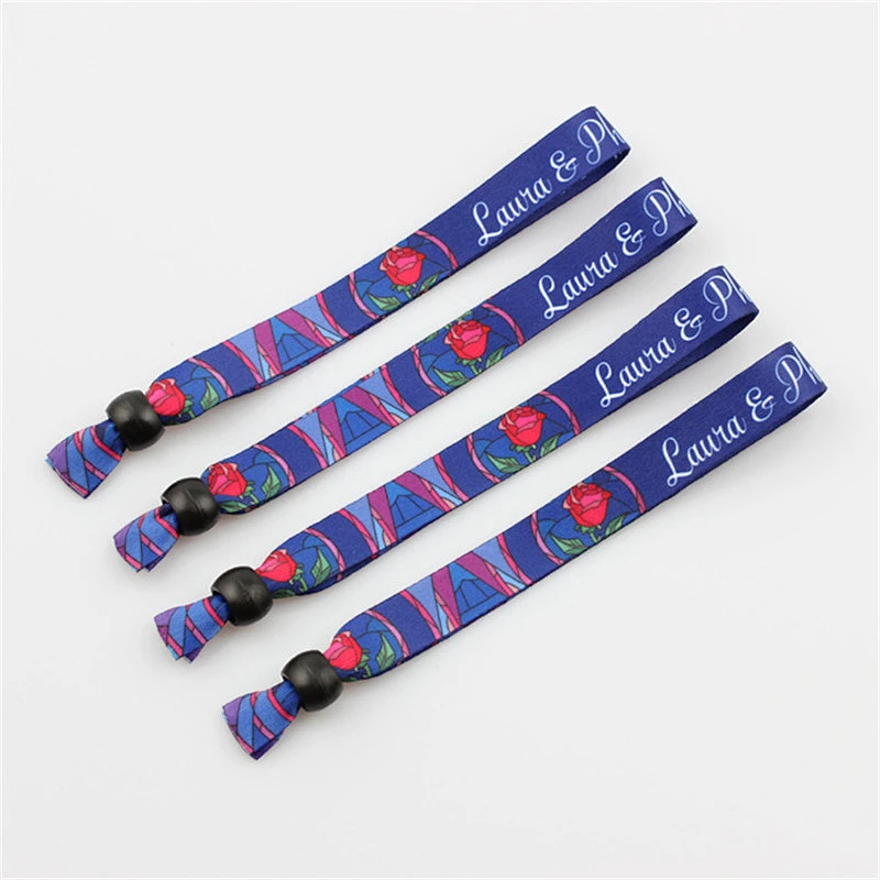 Hot sale custom logo printed cloth adjustable festival bracelet