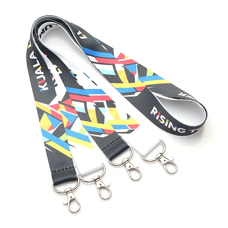 Hot flat heat transfer printing lanyard with oval hook