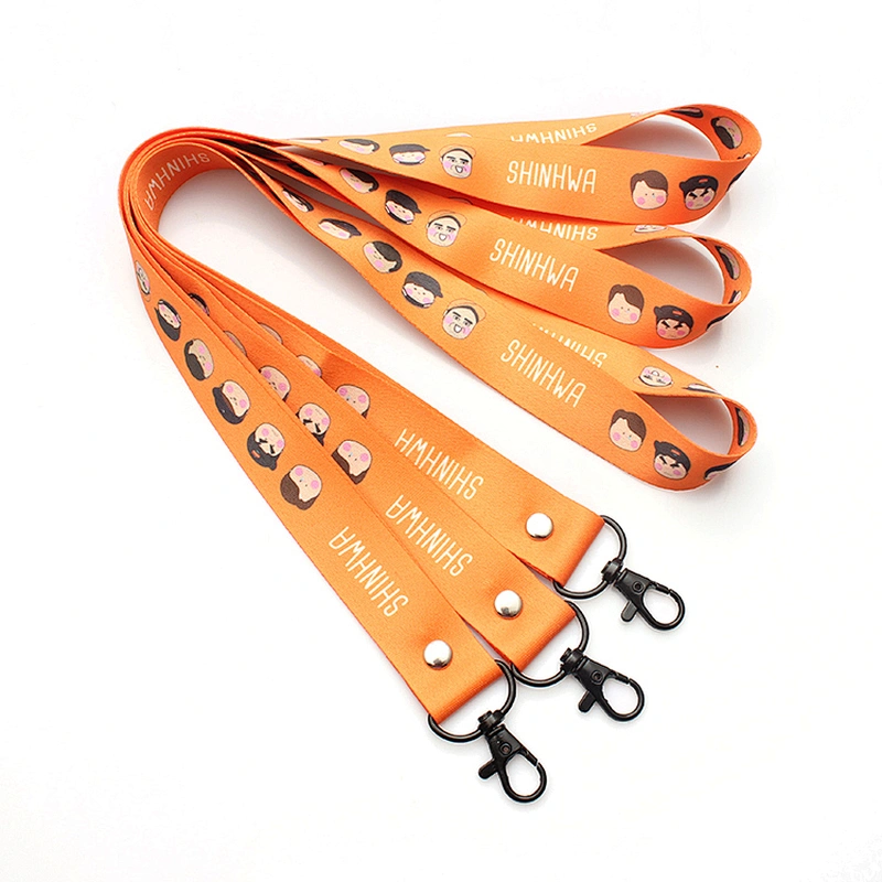 Promotional custom design cheap printed polyester metal hooks lanyard