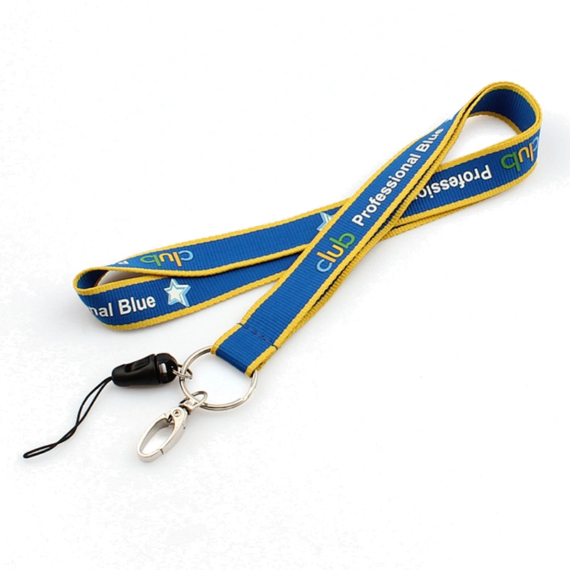 Promotion cheap polyester silk screen lanyard custom with metal bulldog clip for exhibition gift