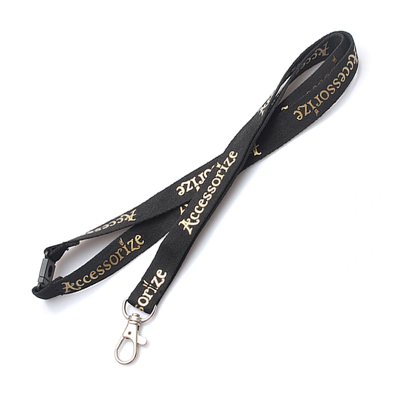 Factory direct sale high quality silver and gold logo adjustable lanyard
