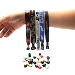 Custom friendship black woven polyester bracelet with white plastic hook