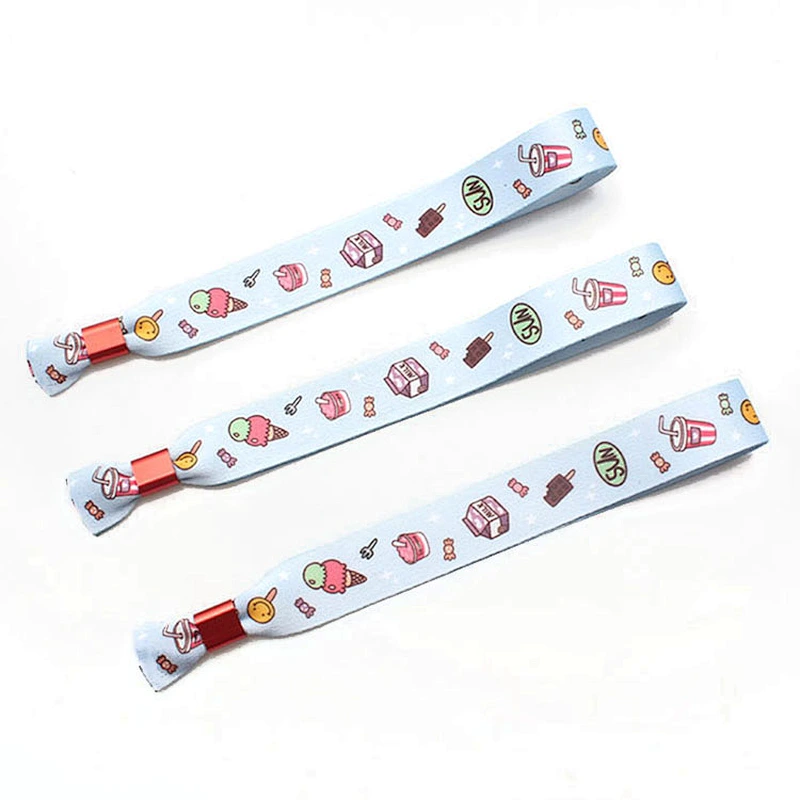 Colorful custom design fabric flexible wristband for events