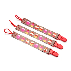 Eco-friendly custom polyester sublimation pacifier clip baby strap