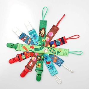 Custom high quality baby born cute dummy saver strap with plastic clip