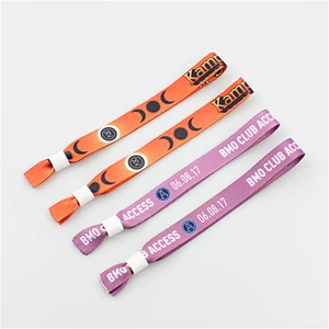Promotional polyester admission wristbands with plastic hook for event