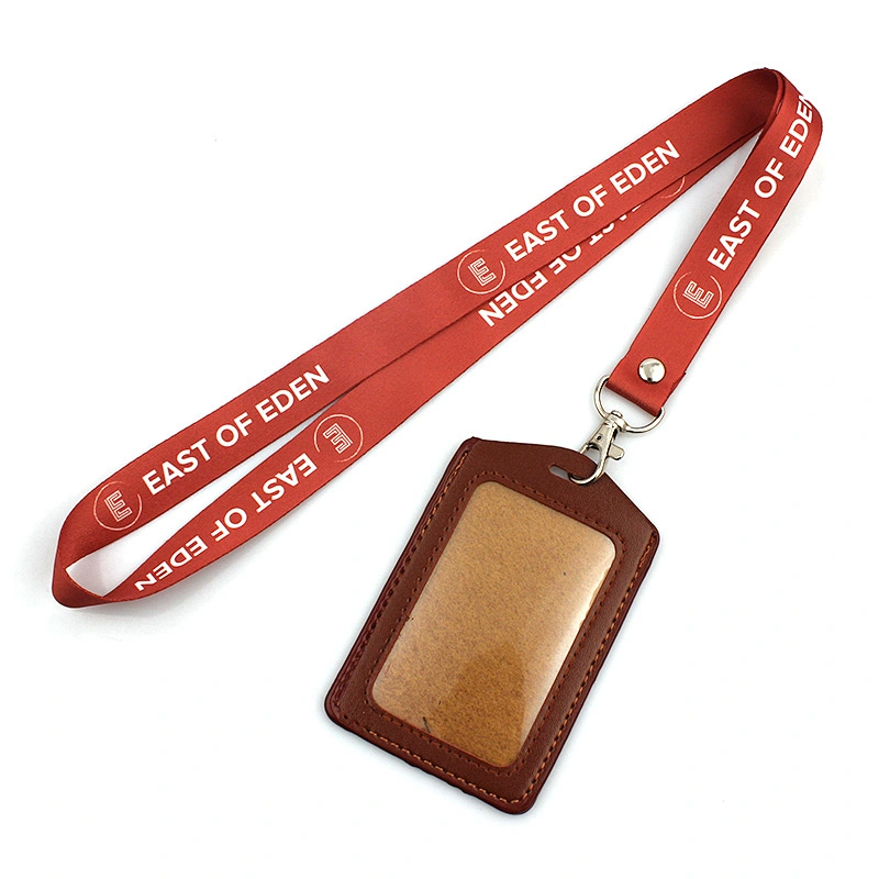 Custom logo neck lanyard with pu card holder