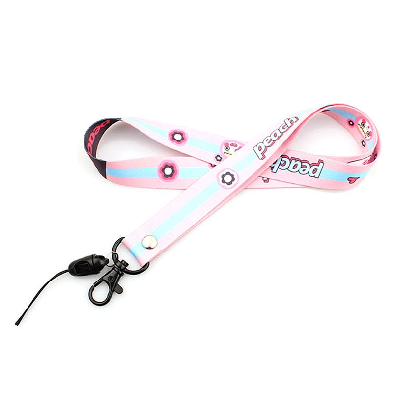 Custom heat transfer printed cartoon cute lanyards for women