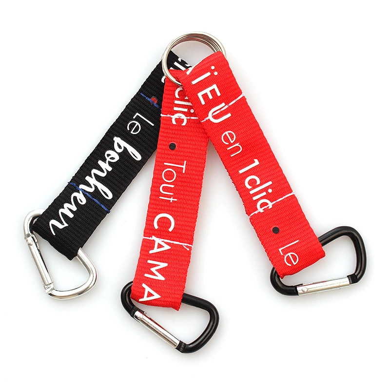 Custom carabiner short climbing lanyard with strap keying