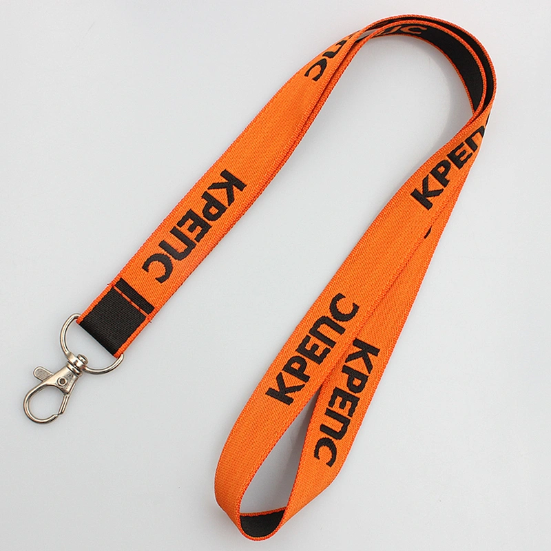 China wholesale best quality woven polyester backgrounds lanyard with plastic clip