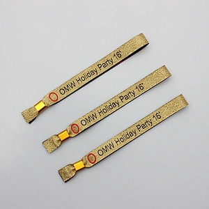 Factory OEM cheap custom polyester fabric wristband bracelet glow in the dark