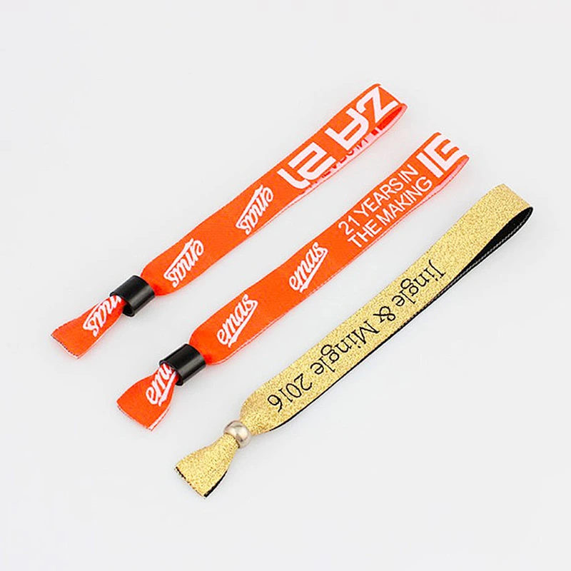 Custom Woven Friendship Plain Embroidered Fabric Souvenir Fastener Wristbands