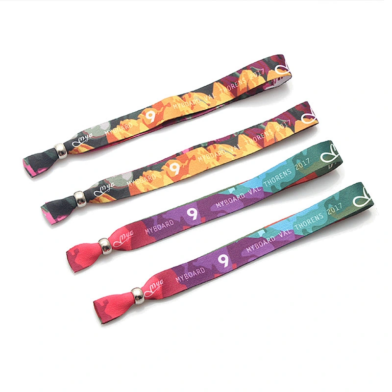 Custom logo polyester festival business wristband for sports&music