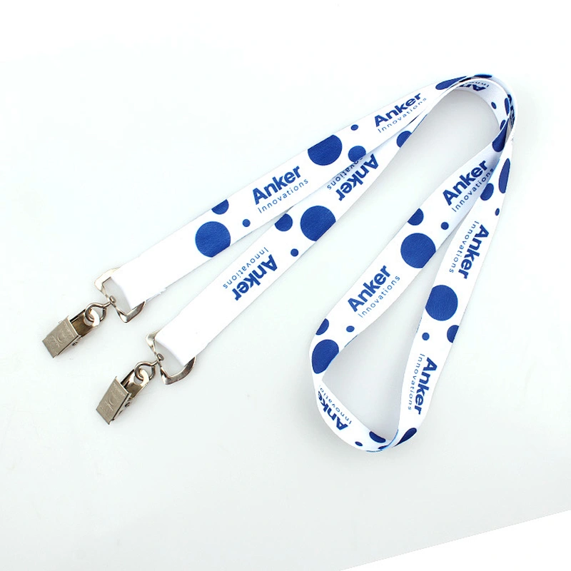 Eco-friendly polyester bulk double clip lanyard