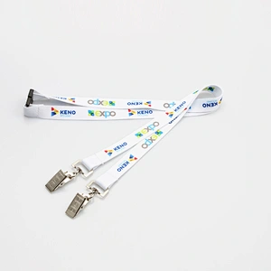 Customized logo sublimation rush lanyard with double bulldog clip