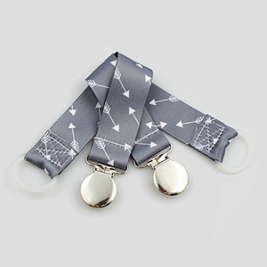 Personalized Polyester Baby Pacifier Holder Metal Clip