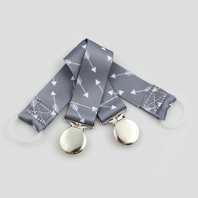 Personalized Polyester Baby Pacifier Holder Metal Clip