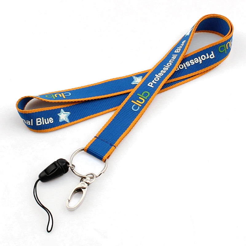 Promotion cheap polyester silk screen lanyard custom with metal bulldog clip for exhibition gift