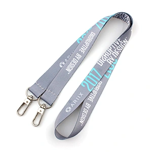 Custom logo sublimation printing camera strap lanyard with double hook