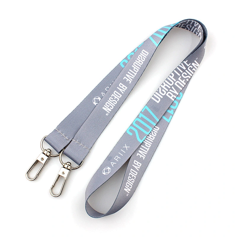 Custom logo sublimation printing camera strap lanyard with double hook
