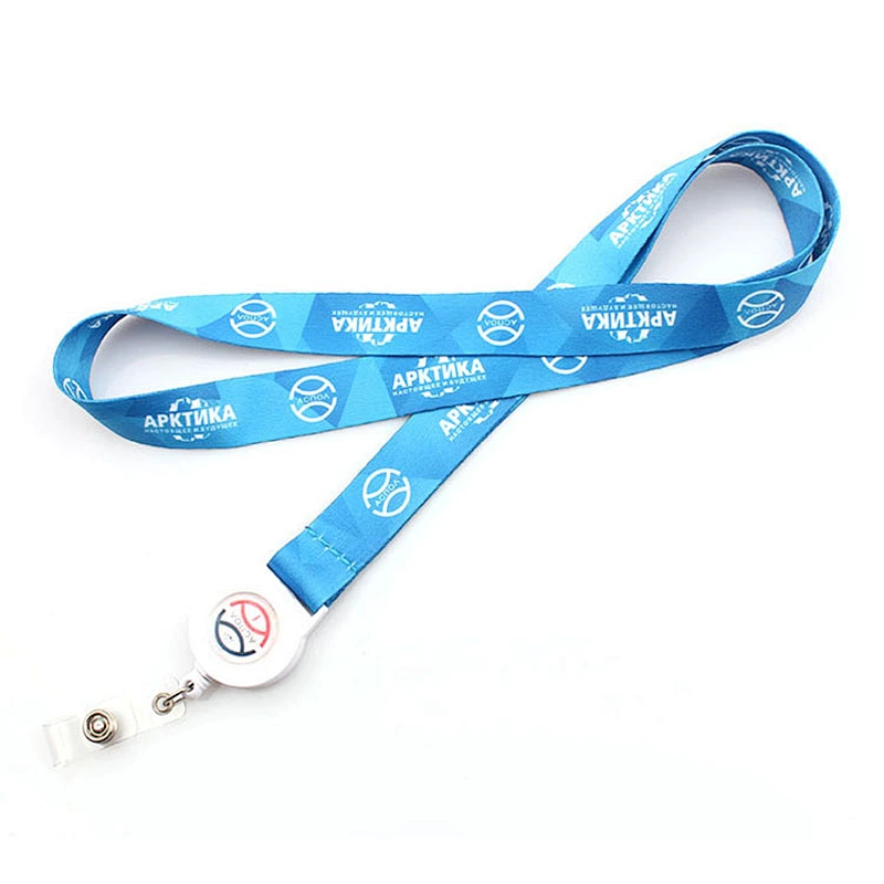 Custom badge holders neck strap sublimation printing lanyard with retractable reel